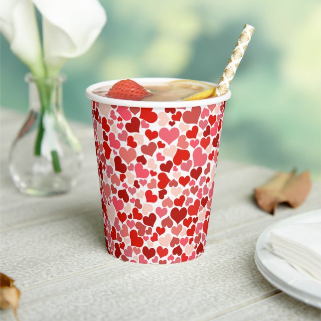 Pattern Of Hearts, Red Hearts, Love Paper Cups (Insitu)