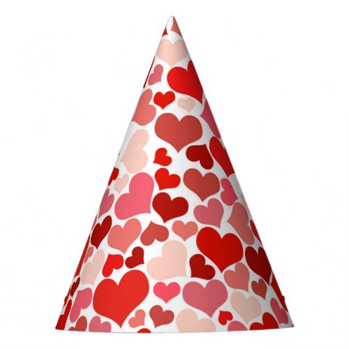 Pattern Of Hearts Red Hearts Love Party Hat