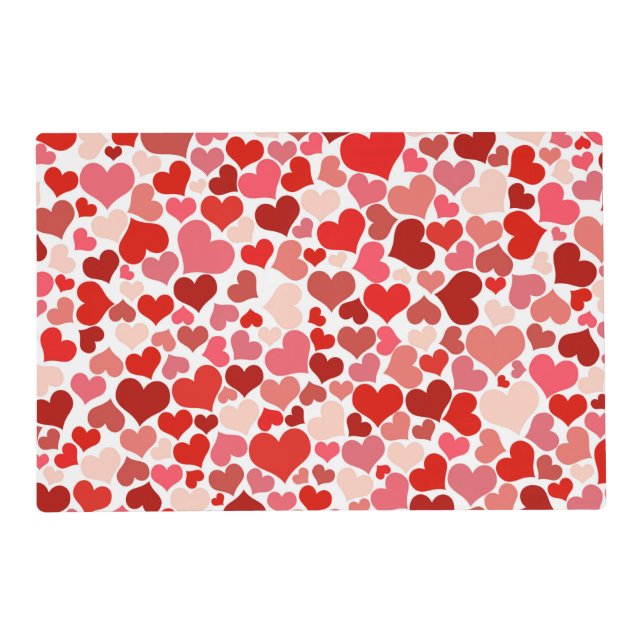 Pattern Of Hearts, Red Hearts, Love Placemat (Front)