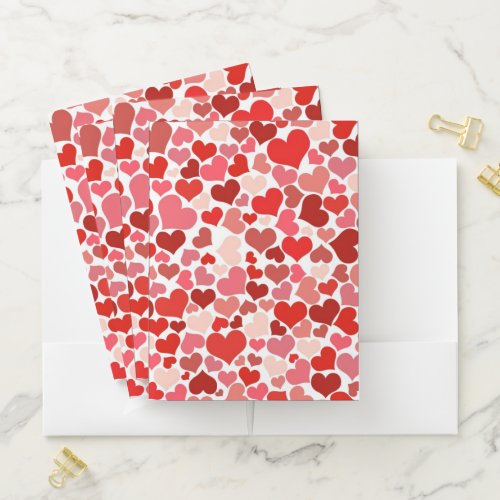 Pattern Of Hearts Red Hearts Love Pocket Folder