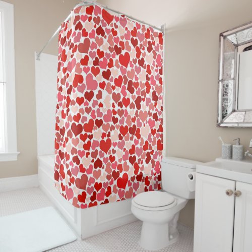 Pattern Of Hearts Red Hearts Love Shower Curtain
