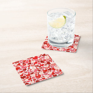 Pattern Of Hearts, Red Hearts, Love Square Paper Coaster