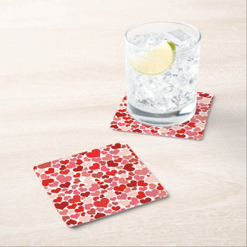 Pattern Of Hearts Red Hearts Love Square Paper Coaster