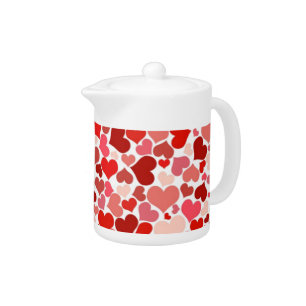 Pattern Of Hearts, Red Hearts, Love Teapot