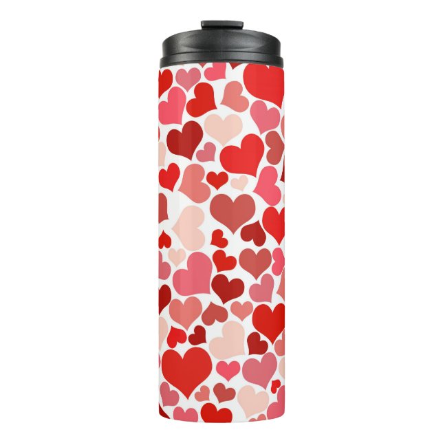 Pattern Of Hearts, Red Hearts, Love Thermal Tumbler (Front)
