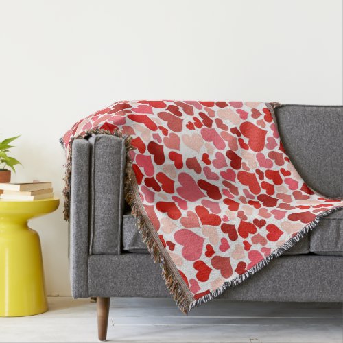 Pattern Of Hearts Red Hearts Love Throw Blanket