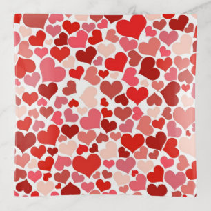 Pattern Of Hearts, Red Hearts, Love Trinket Tray