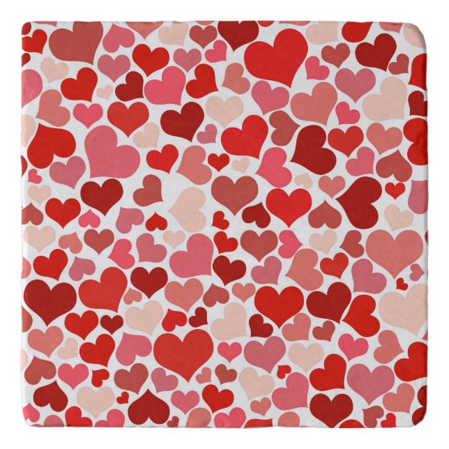 Pattern Of Hearts, Red Hearts, Love Trivet (Front)