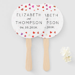 Pattern Of Hearts, Red Hearts, Love, Wedding Hand Fan