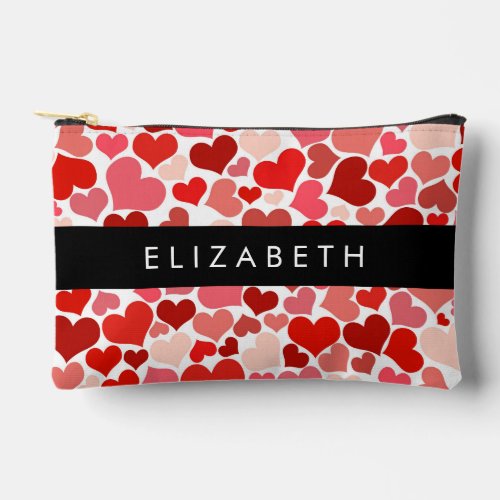 Pattern Of Hearts Red Hearts Love Your Name Accessory Pouch