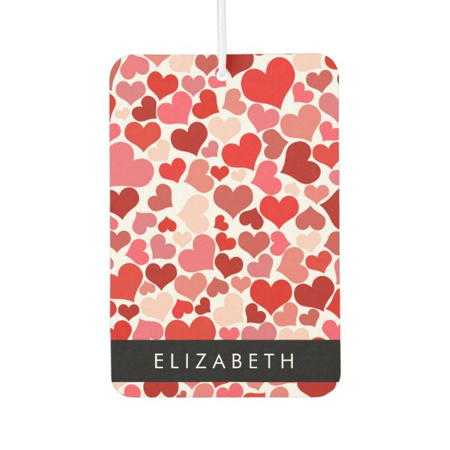 Pattern Of Hearts, Red Hearts, Love, Your Name Air Freshener (Front)