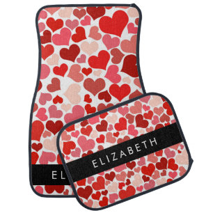 Pattern Of Hearts, Red Hearts, Love, Your Name Car Floor Mat