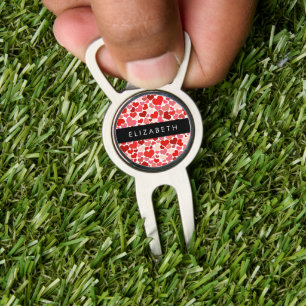 Pattern Of Hearts, Red Hearts, Love, Your Name Divot Tool