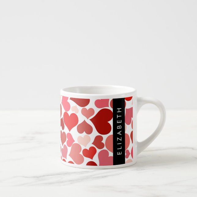 Pattern Of Hearts, Red Hearts, Love, Your Name Espresso Cup (Right)