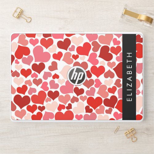 Pattern Of Hearts Red Hearts Love Your Name HP Laptop Skin