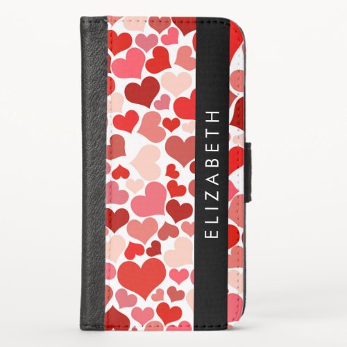 Pattern Of Hearts Red Hearts Love Your Name iPhone X Wallet Case