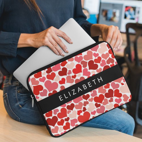 Pattern Of Hearts Red Hearts Love Your Name Laptop Sleeve