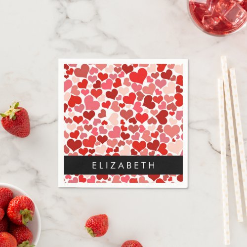 Pattern Of Hearts Red Hearts Love Your Name Napkins