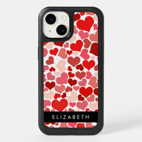 Pattern Of Hearts Red Hearts Love Your Name OtterBox iPhone 14 Case