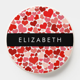 Pattern Of Hearts, Red Hearts, Love, Your Name PopSocket