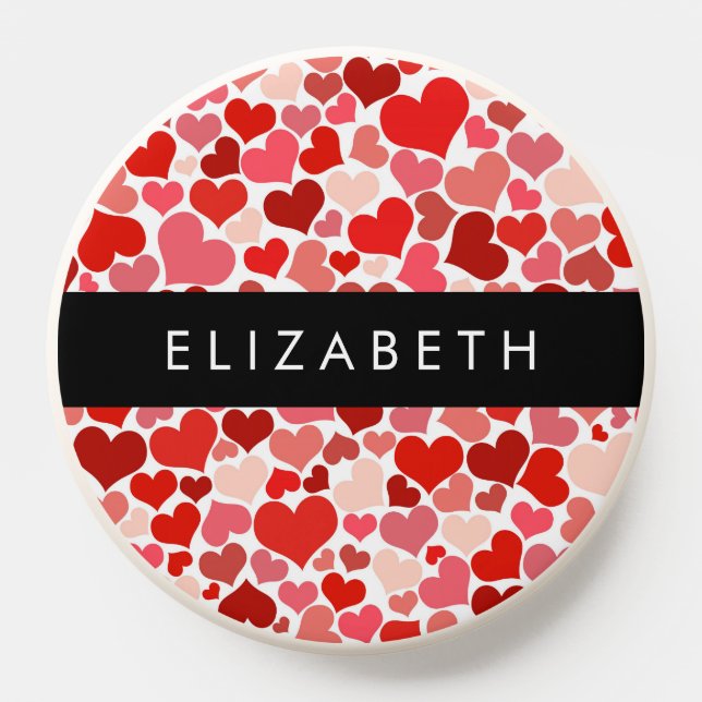 Pattern Of Hearts, Red Hearts, Love, Your Name PopSocket (Popsocket)
