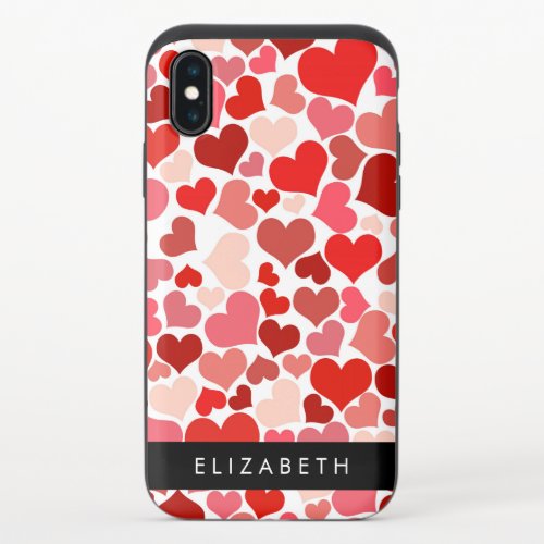 Pattern Of Hearts Red Hearts Love Your Name iPhone X Slider Case