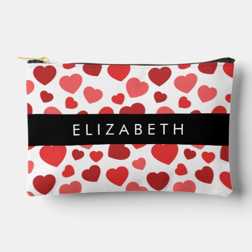 Pattern Of Hearts Red Hearts Your Name Accessory Pouch