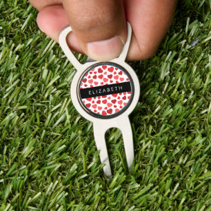 Pattern Of Hearts, Red Hearts, Your Name Divot Tool