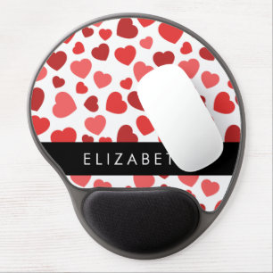 Pattern Of Hearts, Red Hearts, Your Name Gel Mouse Pad