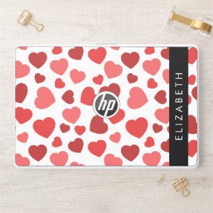 Pattern Of Hearts, Red Hearts, Your Name HP Laptop Skin