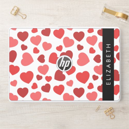 Pattern Of Hearts Red Hearts Your Name HP Laptop Skin