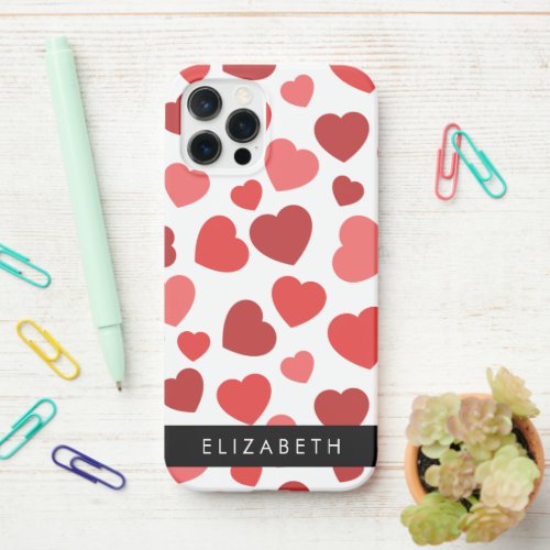 Pattern Of Hearts Red Hearts Your Name iPhone 12 Pro Case