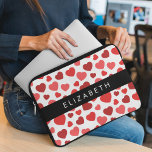 Pattern Of Hearts, Red Hearts, Your Name Laptop Sleeve<br><div class="desc">Cute,  fun and adorable pattern with red hearts. Modern and trendy gift,  perfect for Valentine's Day. Personalize by adding your name,  nickname,  monogram or initials.</div>