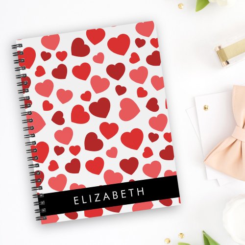 Pattern Of Hearts Red Hearts Your Name Notebook