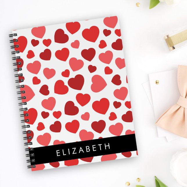 Pattern Of Hearts, Red Hearts, Your Name Notebook (Creator Uploaded)