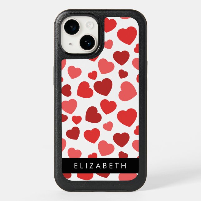 Pattern Of Hearts, Red Hearts, Your Name Otterbox iPhone Case (Back)