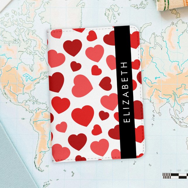 Pattern Of Hearts, Red Hearts, Your Name Passport Holder (Creator Uploaded)