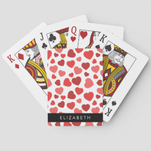 Pattern Of Hearts, Red Hearts, Your Name Poker Cards