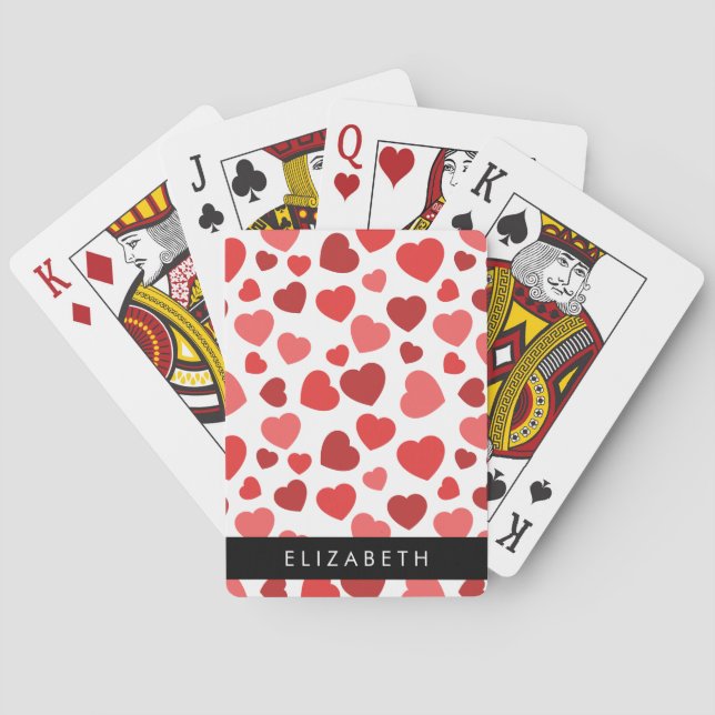 Pattern Of Hearts, Red Hearts, Your Name Poker Cards (Back)