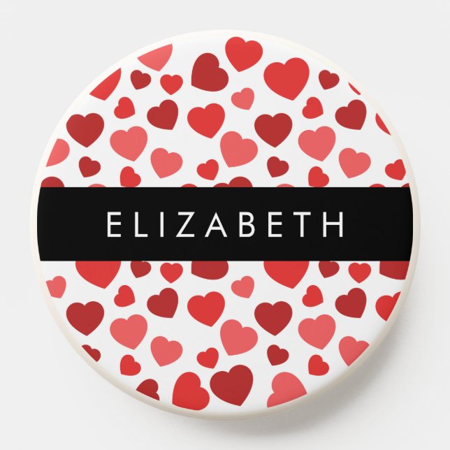 Pattern Of Hearts, Red Hearts, Your Name PopSocket (Popsocket)