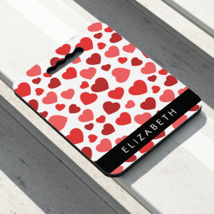 Pattern Of Hearts, Red Hearts, Your Name Seat Cushion