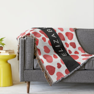 Pattern Of Hearts, Red Hearts, Your Name Throw Blanket