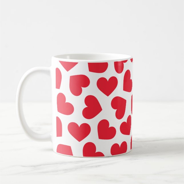 Pattern of Hearts Stylish Modern White Red Chic Coffee Mug (Left)