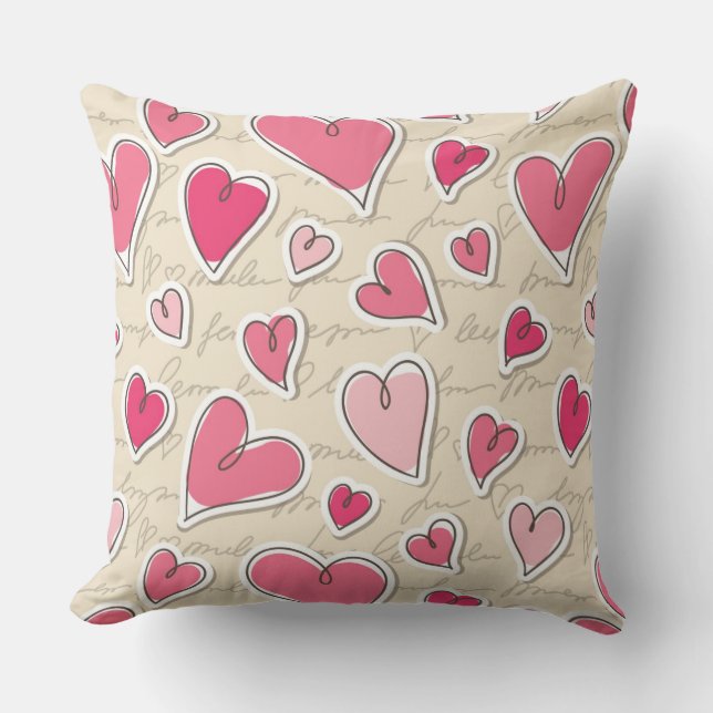 Pattern of Hearts Throw Pillow (Front)