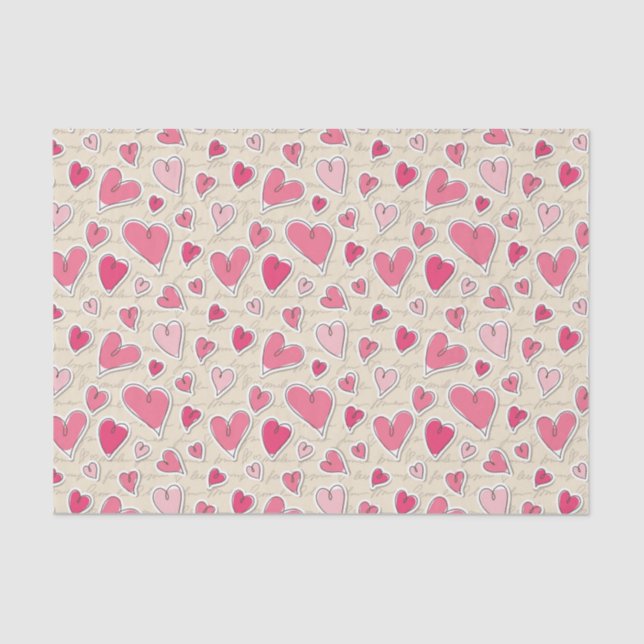 Pattern of Hearts Tissue Paper (Front)