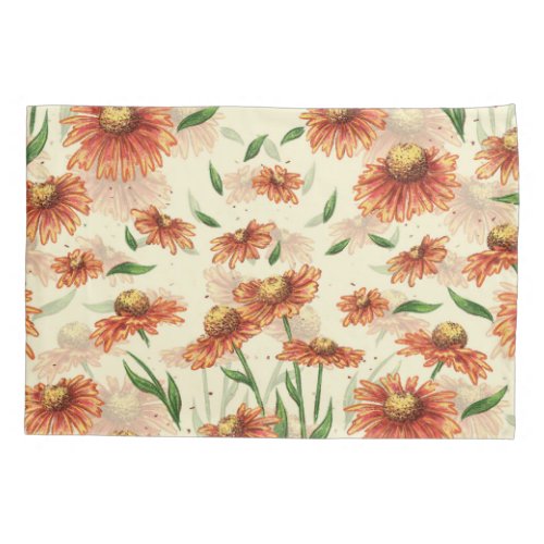 Pattern of Helenium flowers on a delicate yellow b Pillow Case