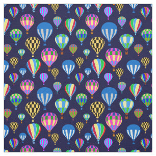Pattern Of Hot Air Balloons. Navy Blue Background Fabric