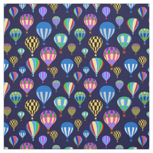 Pattern Of Hot Air Balloons Navy Blue Background Fabric