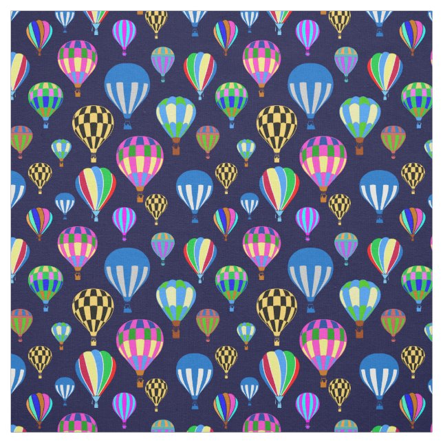 Pattern Of Hot Air Balloons. Navy Blue Background Fabric (Swatch)