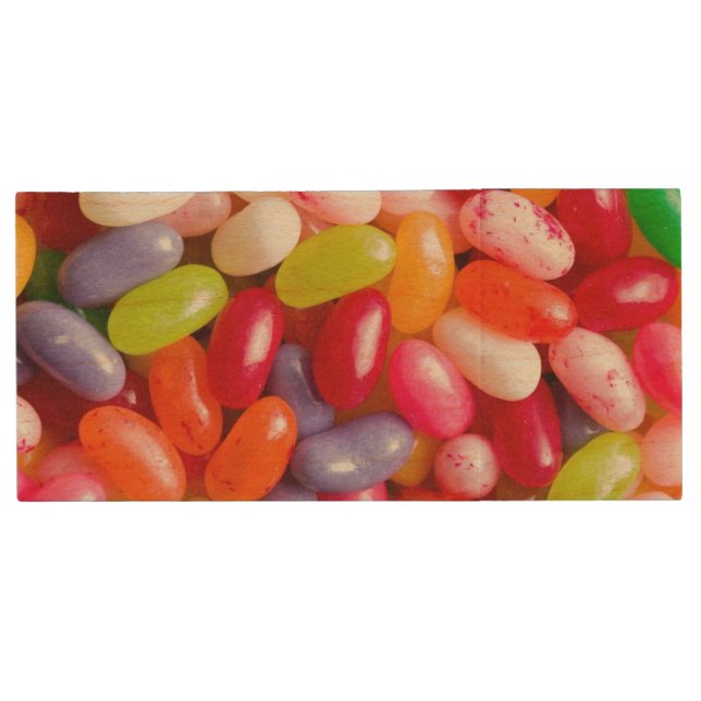 Pattern of jelly beans wood flash drive (Front)